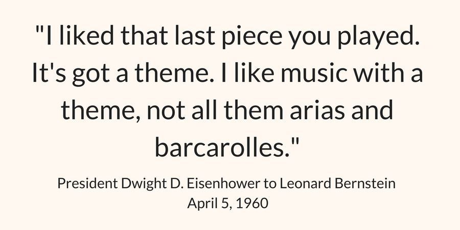 I liked that last piece you played: it's got a theme. I like music with a theme, not all them arias and barcarolles."