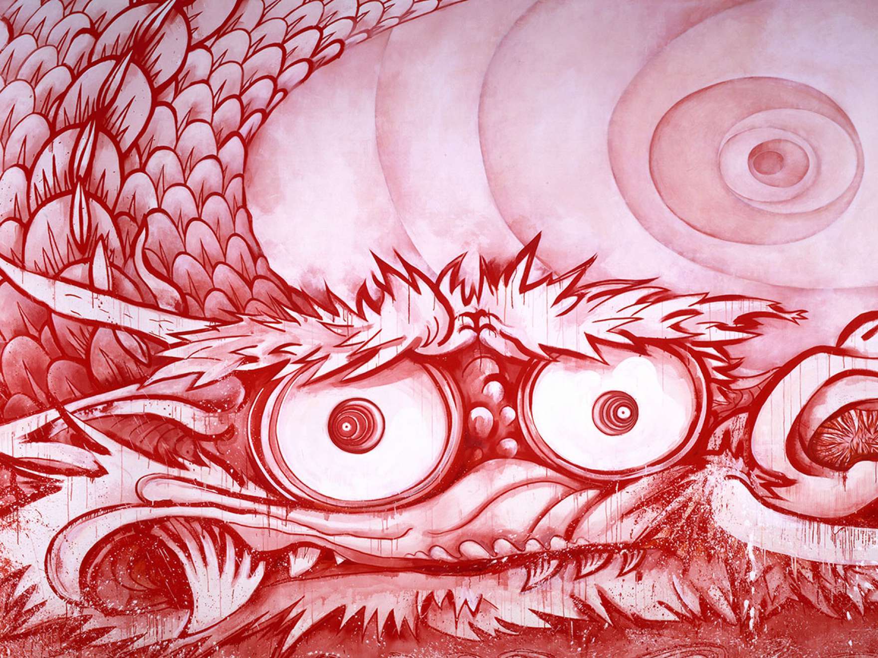 Takashi Murakami, ‘Dragon in Clouds—Red Mutation: The version I painted myself in annoyance after Professor Nobuo Tsuji told me, “Why don’t you paint something yourself for once?”’ (detail), 2010.