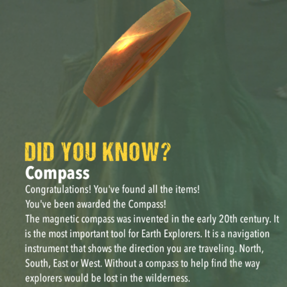 Image of one of items and facts you can collect in the Earth Explorers AR Experience App