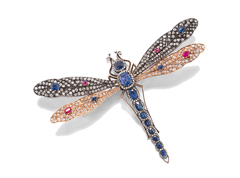 Jeweled dragonfly pin, created by Tiffany.