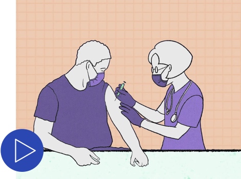 Drawing of a person receiving a vaccine
