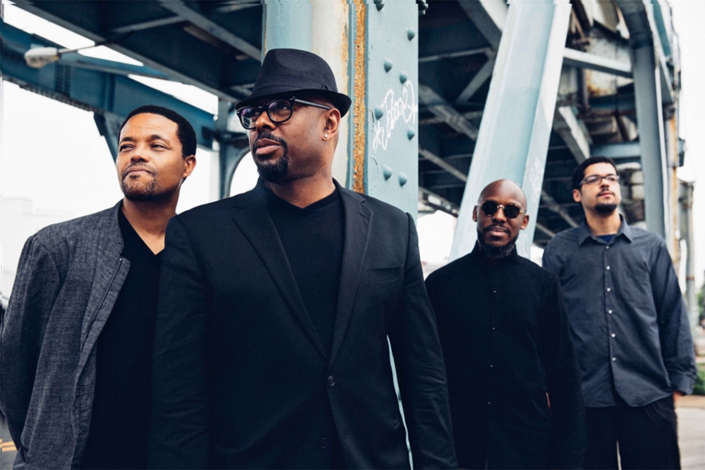 Left to right: Nasheet Waits, Christian McBride, Marcus Strickland, and Josh Evans