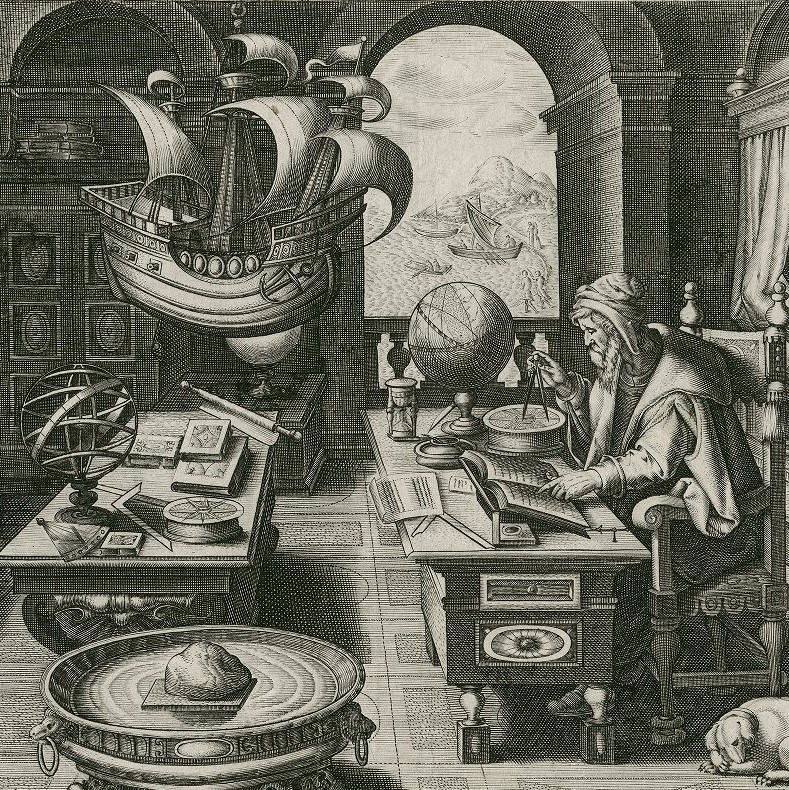 Scholar at work in study