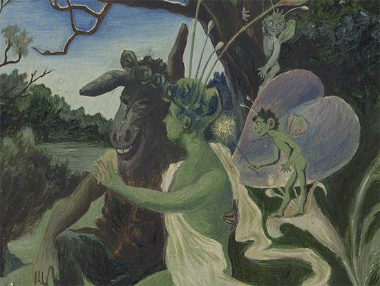 Bottom as an ass with a green-colored Titania and other fairies