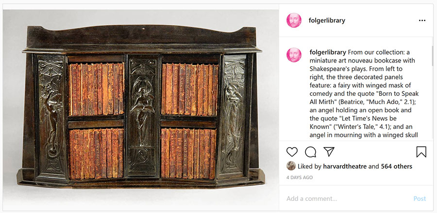 Instagram post featuring miniature books