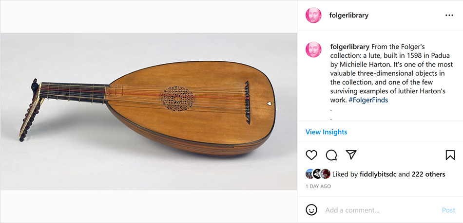 Instagram post featuring a lute