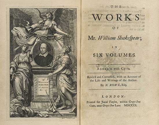title page with Shakespeare portrait
