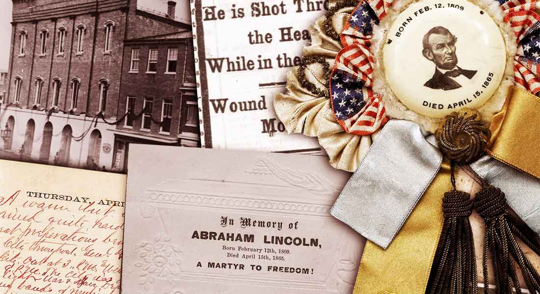 Collage honoring Abraham Lincoln and Ford''s Theatre. Link to Learn More.