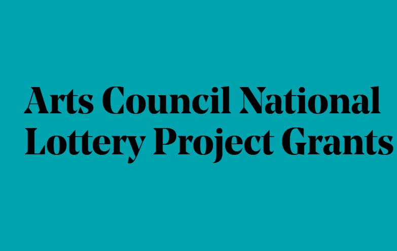 The wording 'Arts Council National Lottery Project Grants' is written in black against a blue background