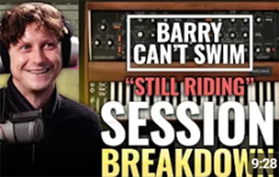 Barry Can't Swim wearing headphones showing his Ableton screen