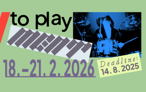 Apply to play at MENT poster. Including a photo of a man playing the drums, the date of the festival which is 21st February 2026 and the application deadline which is 14th August 2025.