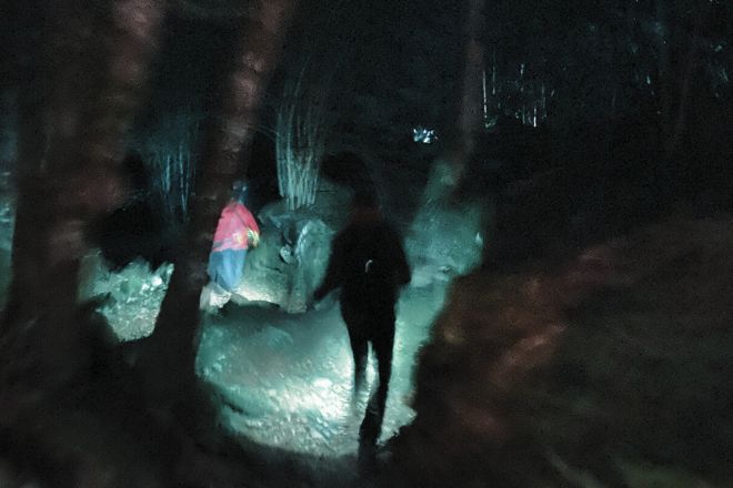 Sonic artists exploring caves and sound recording 