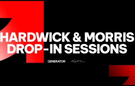 Hardwick and Morris Drop-In Sessions is written in white against a black background
