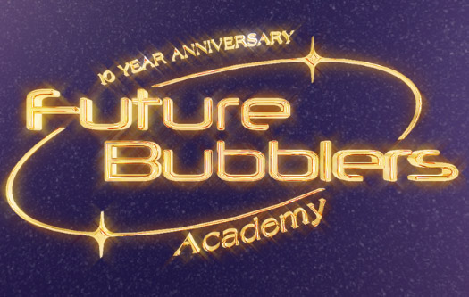 The words 'Future Bubblers' are written in gold against a dark purple background