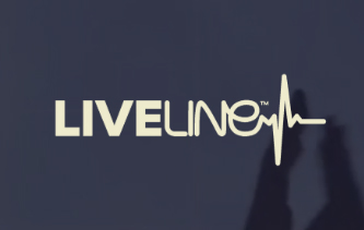 The words 'Live Line' are written in pale yellow against a dark grey background