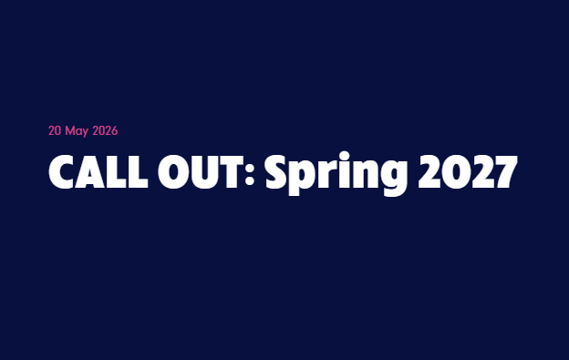 The words 'Call Out: Spring 2027' are written in white against a dark purple background