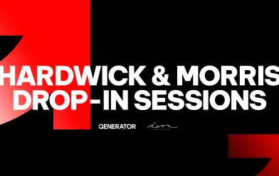 Hardwick and Morris Drop In Sessions is written in white against a black background