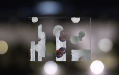 Some speckled multicoloured lights are flashed 