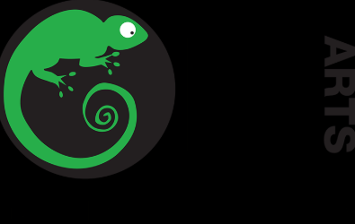 A green gecko is to the left of the image