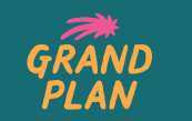 The text 'Grand Plan' is written in yellow against a green background