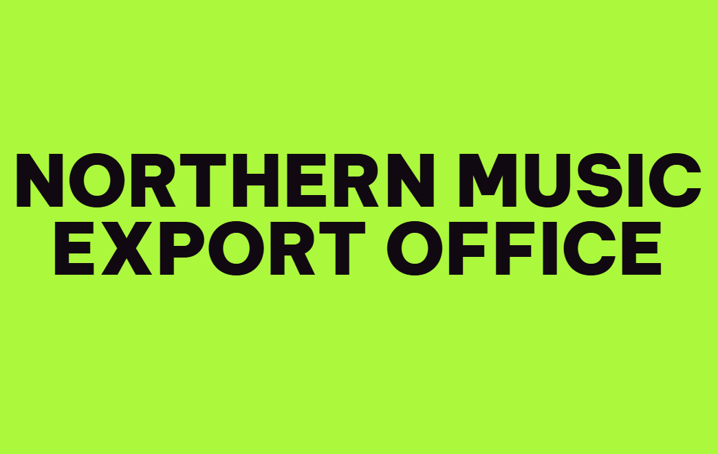 The wording 'Northern Music Export Office' is written in black against a neon green background