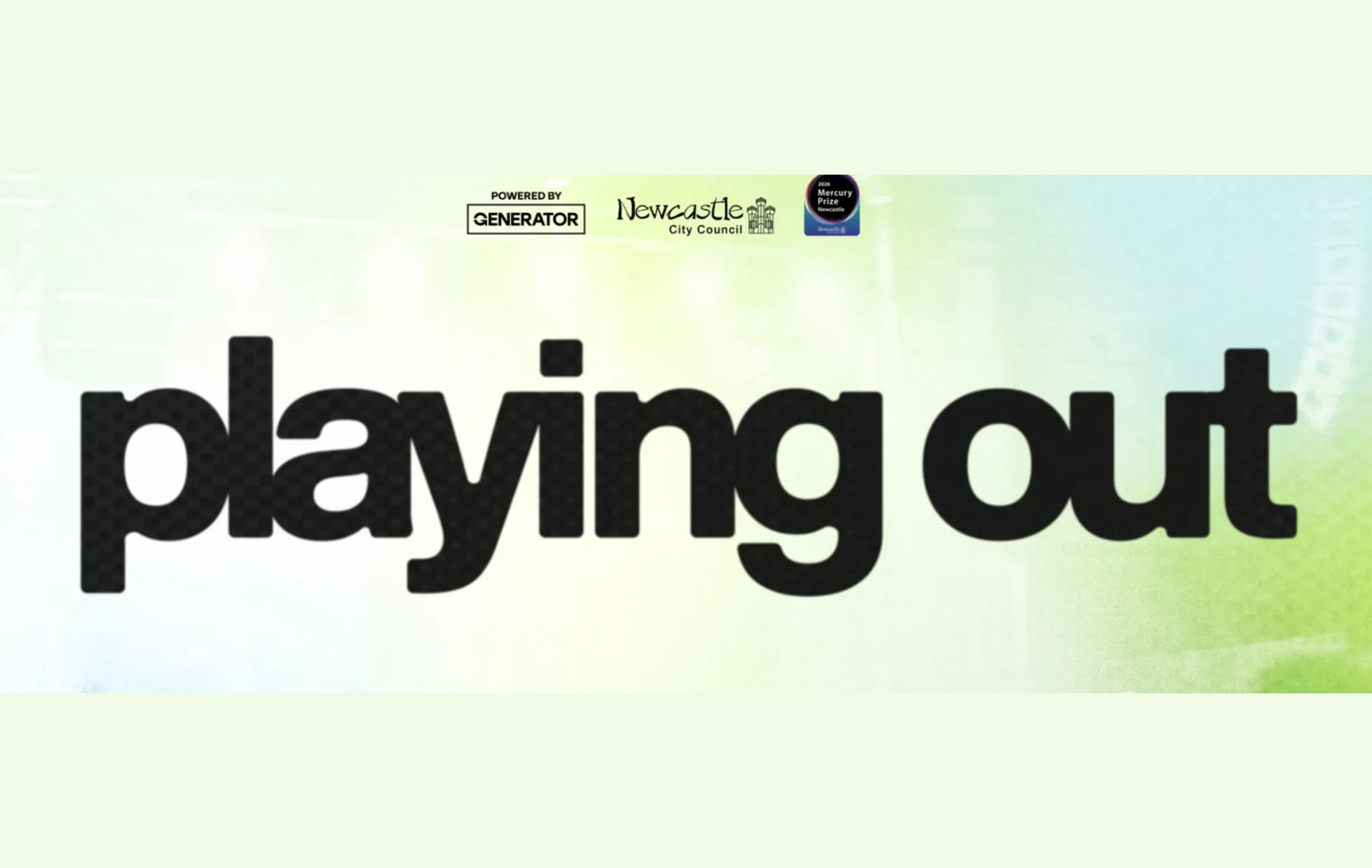 The wording 'Playing Out' is written in black against a green background