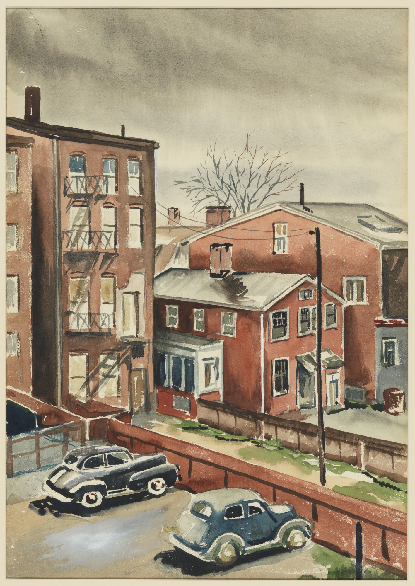 New Haven Back Yard, attributed to Robert T. Riley, ca. 1940.