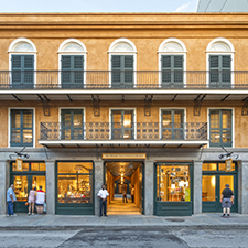 A view of the front facade of the Historic New Orleans Collection located at 520 Royal Street.