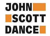 A logo with block text and orange blocks. Text: John Scott Dance.