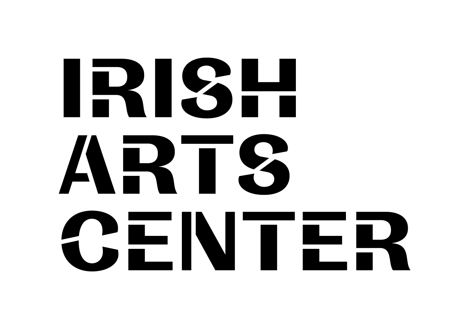 Logo with stencil-effect text: Irish Arts Center