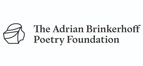 A black and white typed logo with a line drawing. Text: The Adrian Brinkerhoff Poetry Foundation.