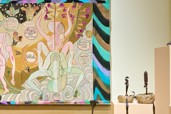 large painted silk artwork by emma talbot