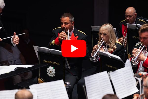 Players of the Yorkshire Imperial Band mid-performance.