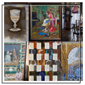collage of painting of tenple newsam objects