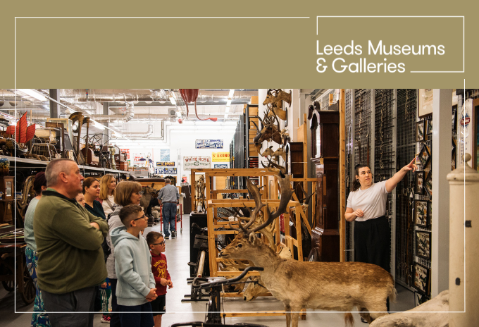 people having a tour of the collections store at leeds discovery centre