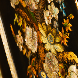 black and gold chinoiserie decorative art at lotherton - close up