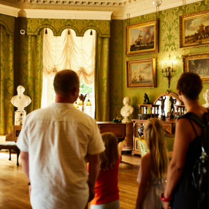 family having a tour of lotherton hall