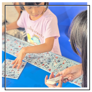 children playing a board game