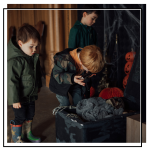 Children with Halloween decorations at Temple Newsam