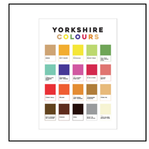 White poster with colour blocks