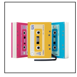 Mixtape shapes books in red, yellow and blue
