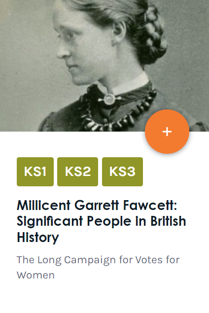 Black and white photograph of Millicent Garrett Fawcett