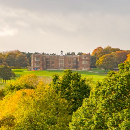 Temple Newsam estate looking back at the house amongst trees