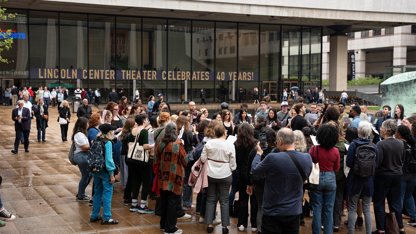 crowd on Josie Robertson Plaza