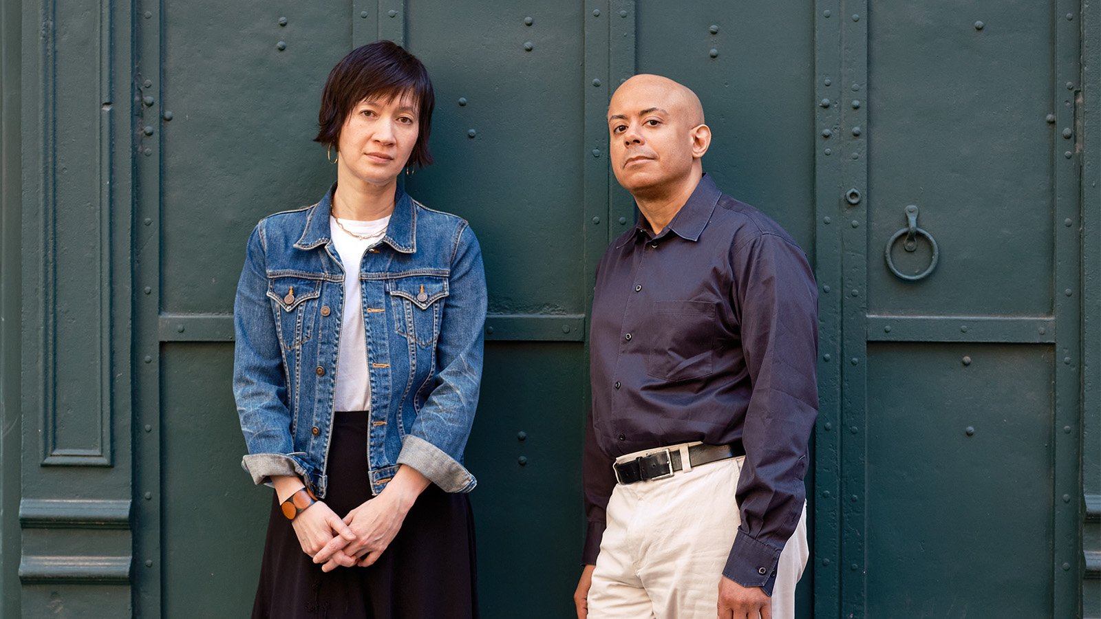 two artists standing