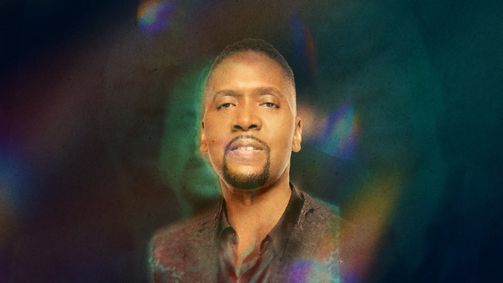 headshot of Donald Lawrence with artistic background