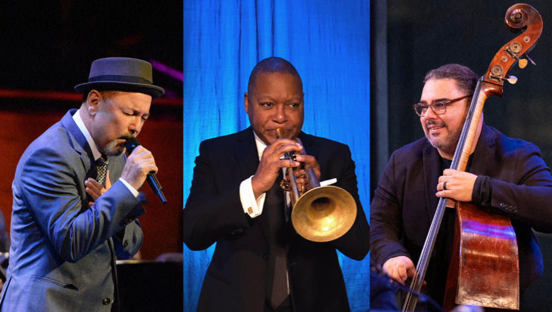 three photos of artists