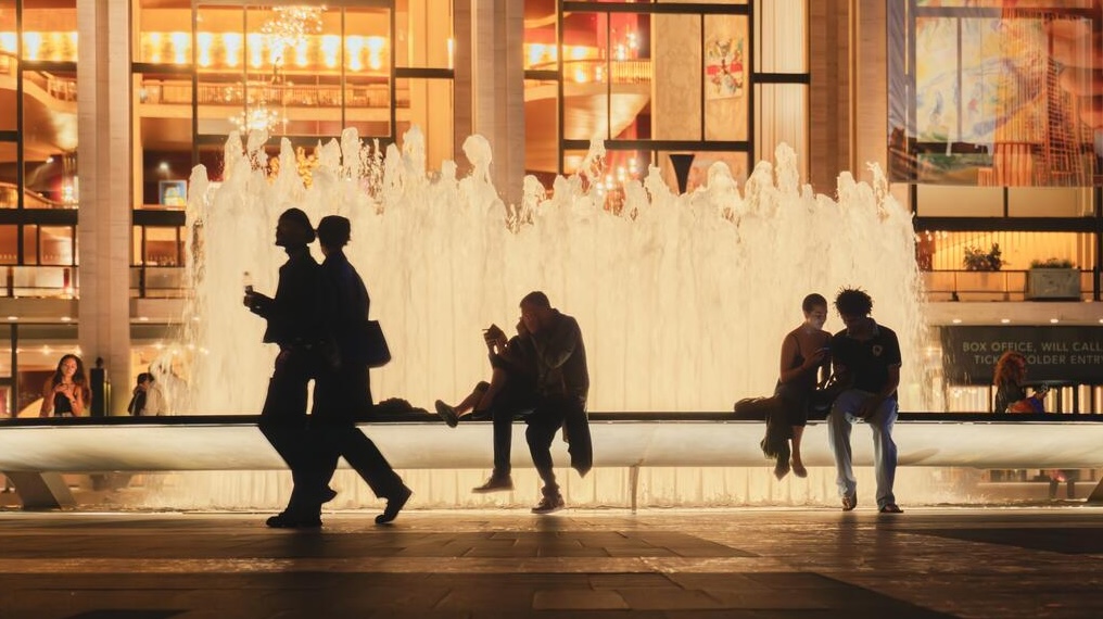Lincoln Center fountain at night
