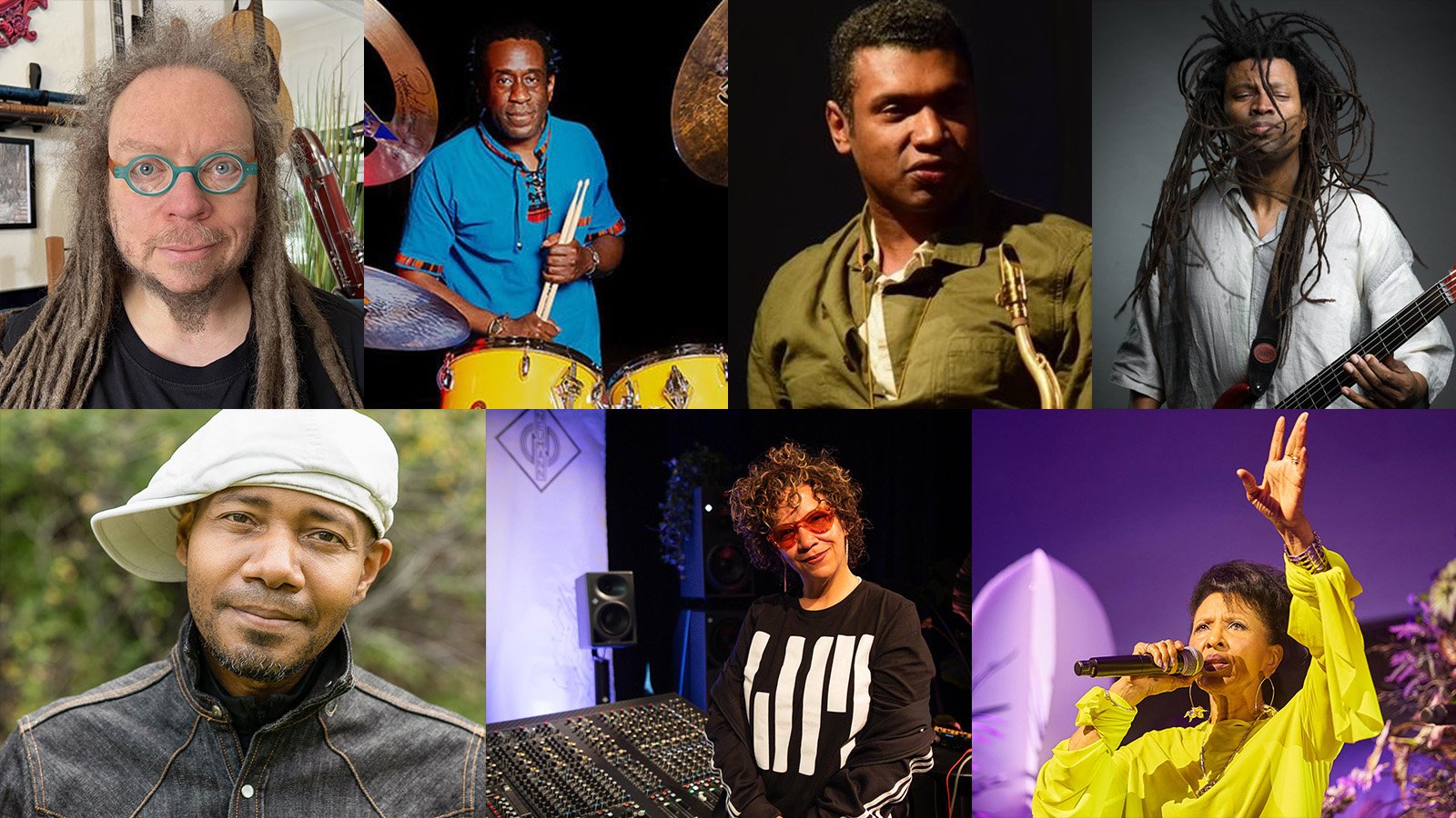 A black and grey tiled background with two cartoon avatars, bubble tea, and a rainbow flag