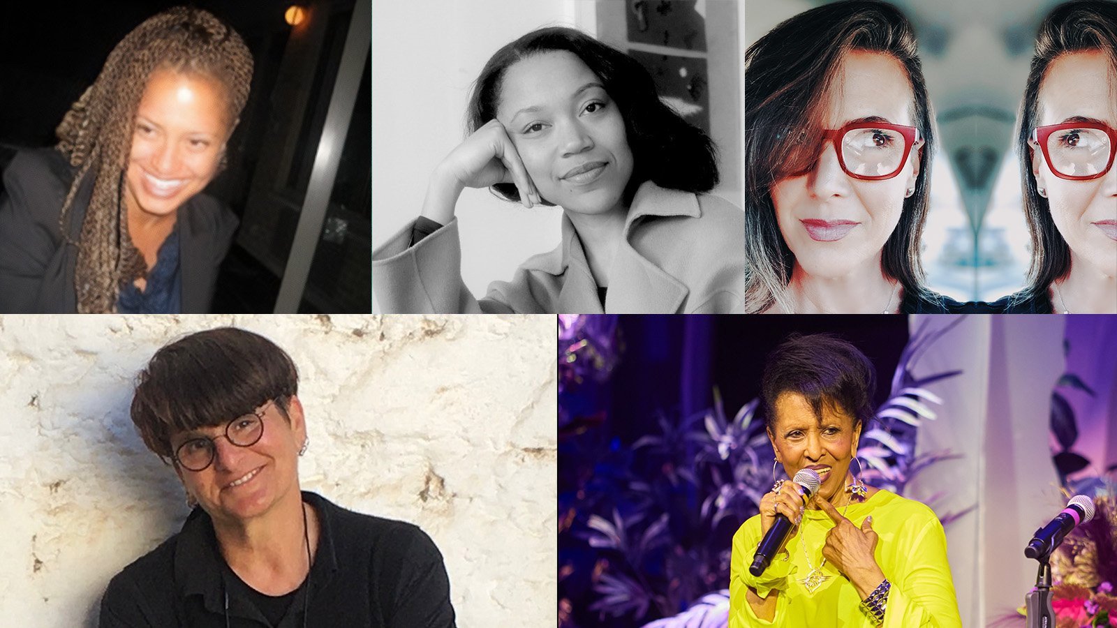 From top and left to right: Jalina Stewart; Ari Melenciano; Kathleen Cohen; Amy Jupiter; Nona Hendryx, photo by Shelby Antel